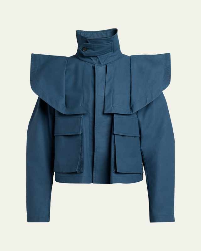 Oversized Collar Cropped Trench Jacket
